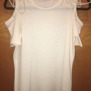 Elie Tahari Pearl Cold Shoulder Marino Wool Top